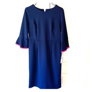Shelby & Palmer Navy & Pink Bell Sleeve shift